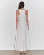 "Lake Bled" Simple and Slim Texture U-Neck A-Line Slim Fit Vest Dress
