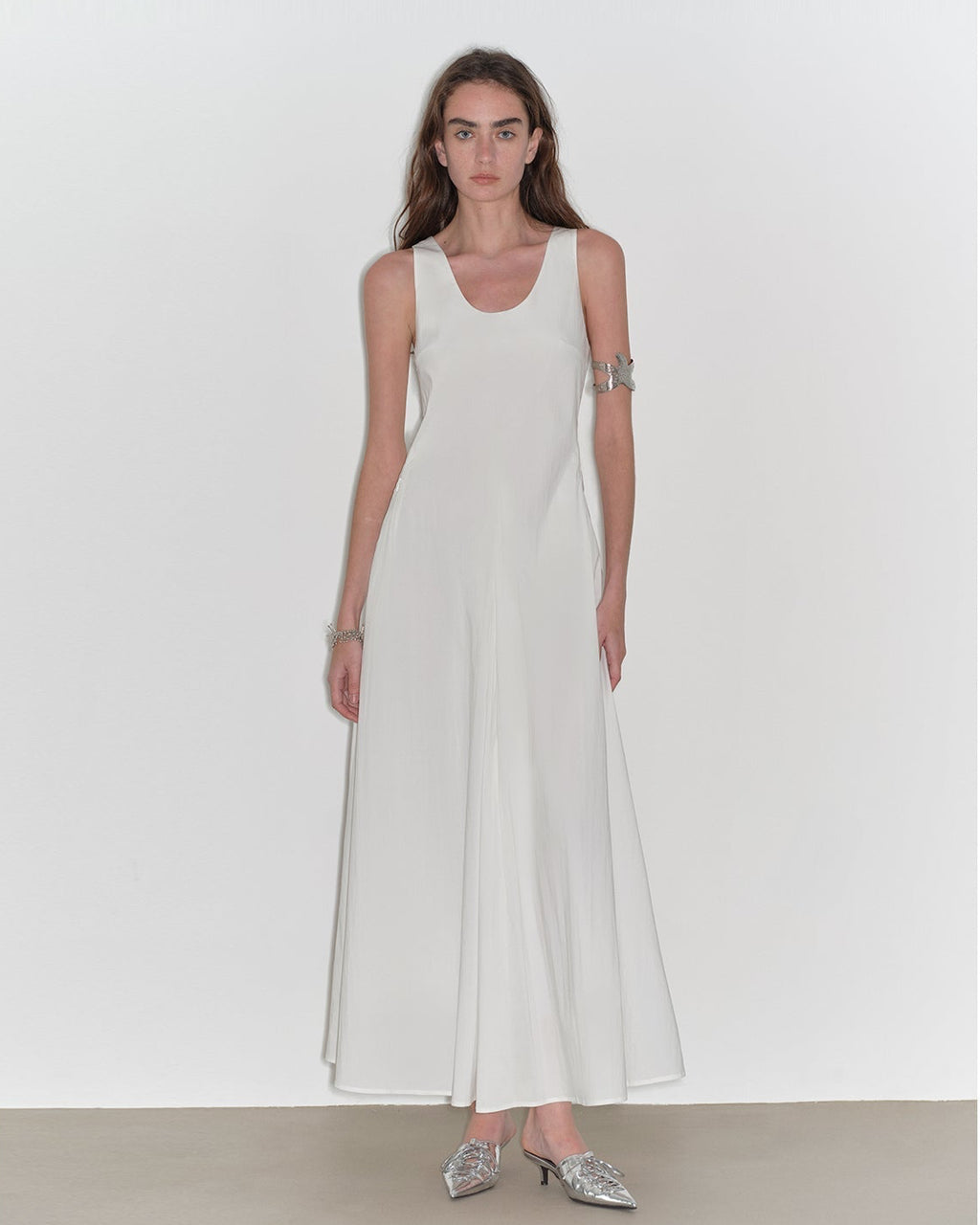 "Lake Bled" Simple and Slim Texture U-Neck A-Line Slim Fit Vest Dress