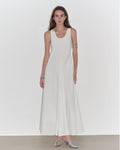 "Lake Bled" Simple and Slim Texture U-Neck A-Line Slim Fit Vest Dress