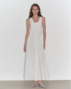 "Lake Bled" Simple and Slim Texture U-Neck A-Line Slim Fit Vest Dress