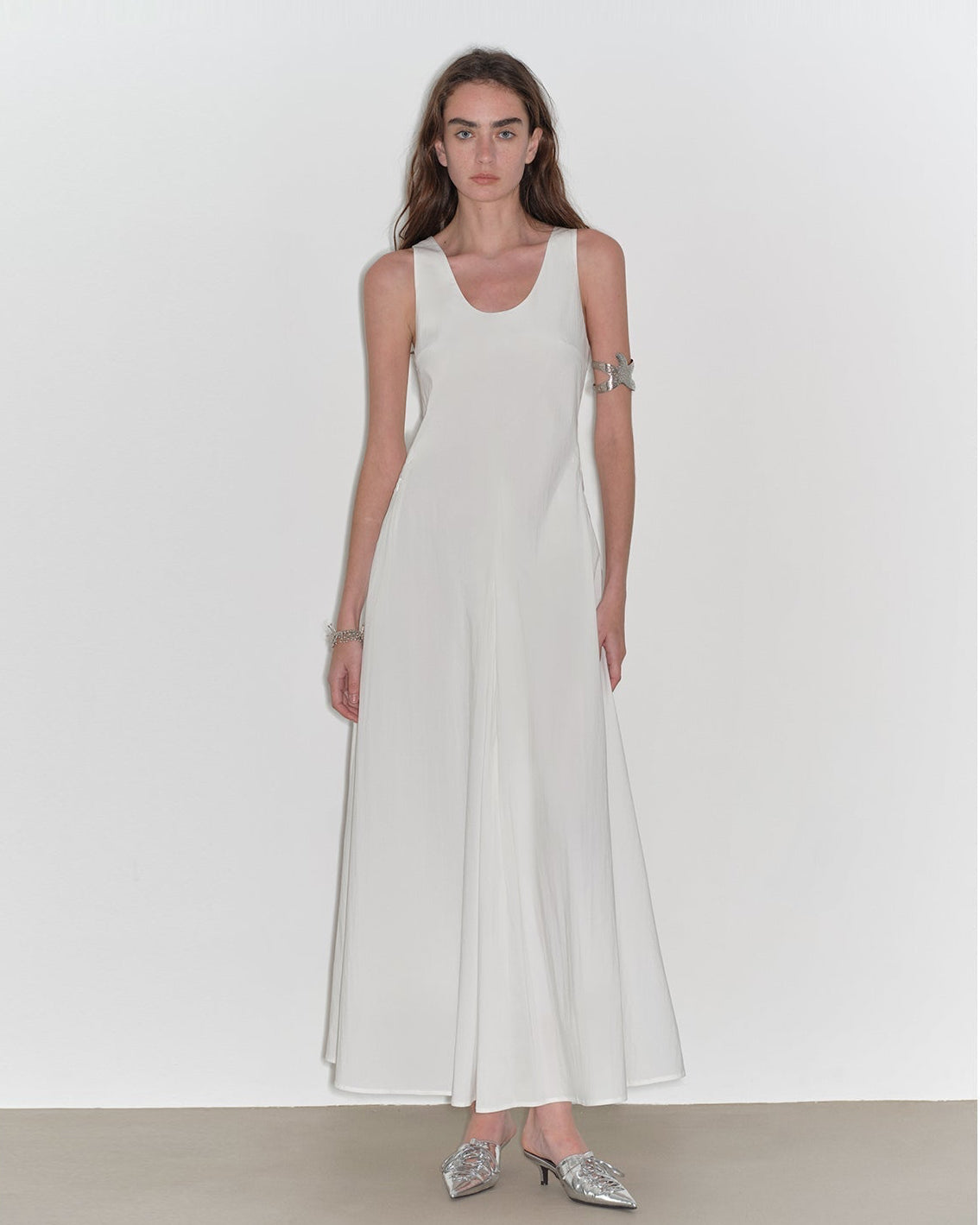 "Lake Bled" Simple and Slim Texture U-Neck A-Line Slim Fit Vest Dress