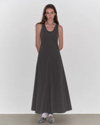 "Lake Bled" Simple and Slim Texture U-Neck A-Line Slim Fit Vest Dress