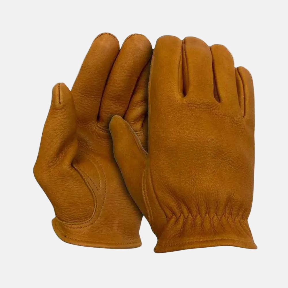 Legendary Tan Deerskin Leather Short Wrist Motorcycle Gloves