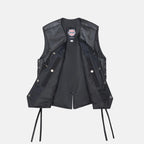 Legendary 'Vikla Chikla' Women’s Leather Braided Motorcycle Vest with Buffalo Nickel Snaps