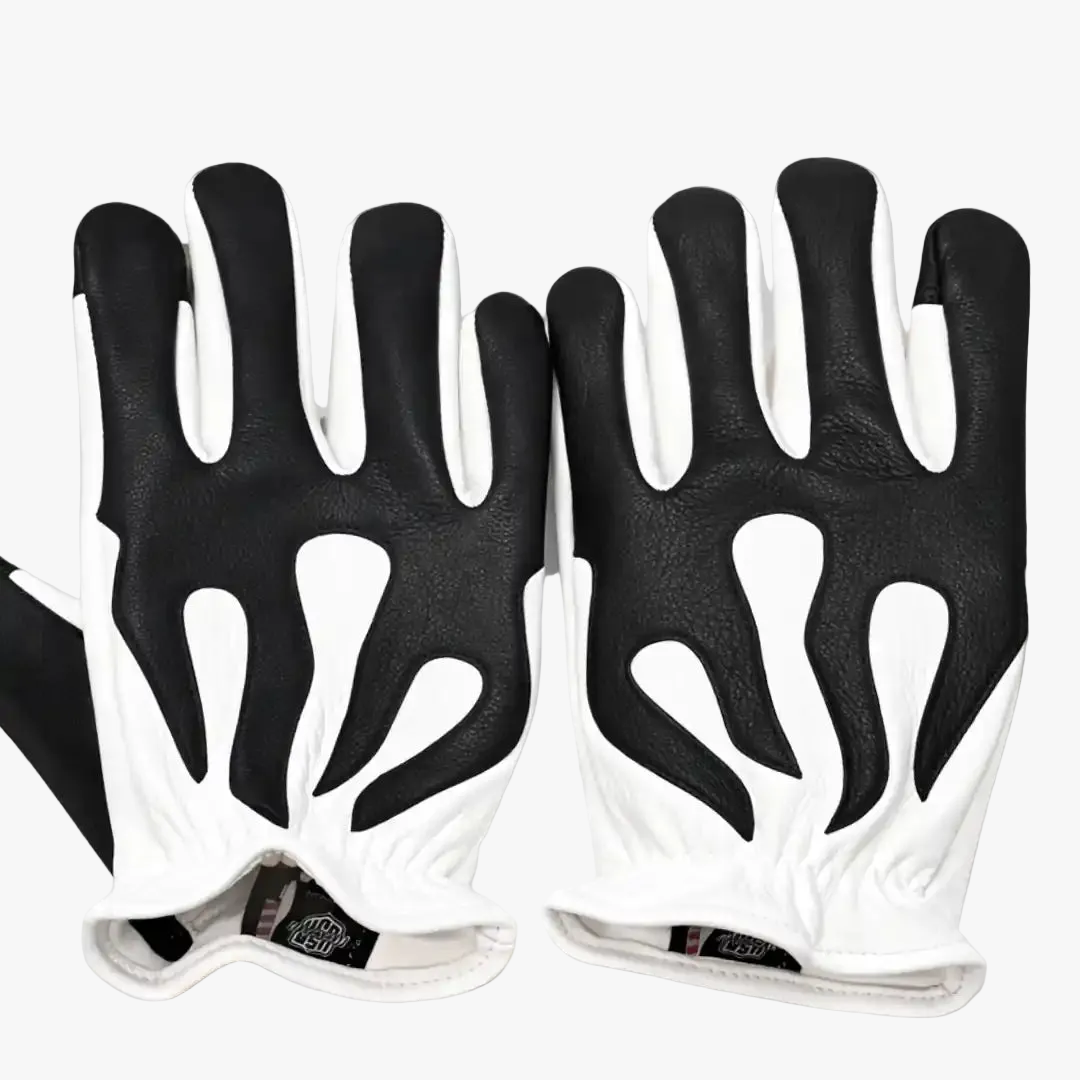 Legendary Spitfire White Deerskin Short Wrist Touchscreen Motorcycle Gloves