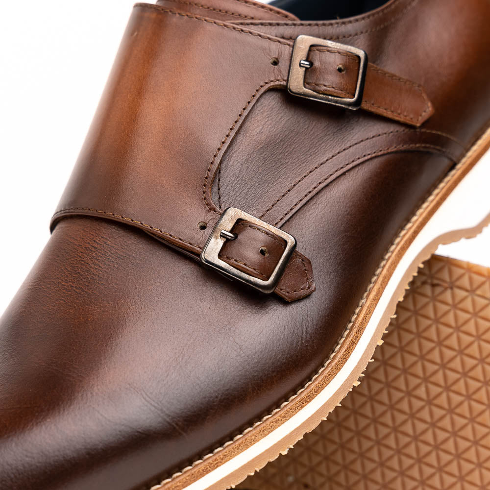 LEGERRA Hand Burnished Italian Calfskin Monkstrap | Brown