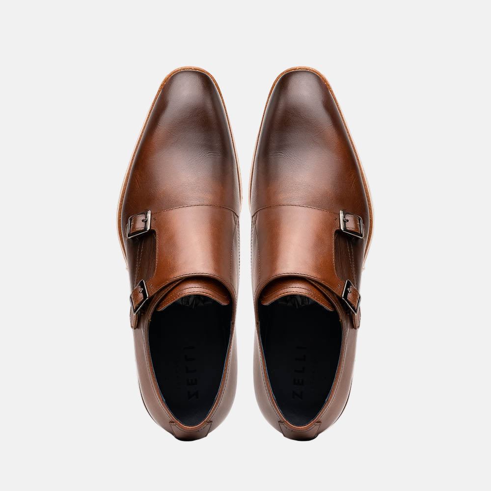 LEGERRA Hand Burnished Italian Calfskin Monkstrap | Brown