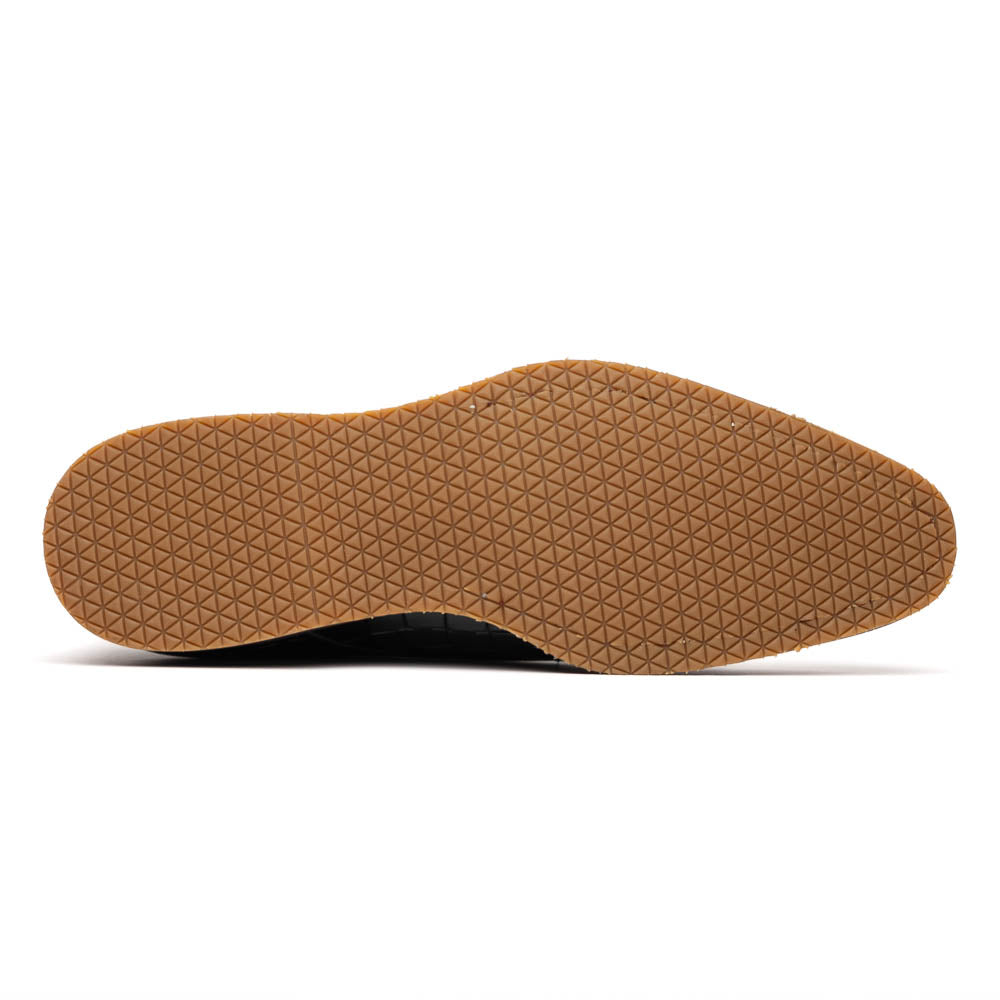 LEGERRA Hand Burnished Crocodile Print Monkstrap | Black