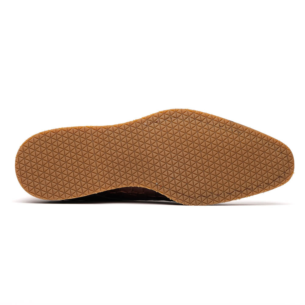 Legerra Hand Burnished Crocodile Print Monkstrap | Cognac