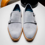 LEGERRA Sueded Goatskin Monkstrap | Grey