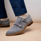 LEGERRA Sueded Goatskin Monkstrap | Grey
