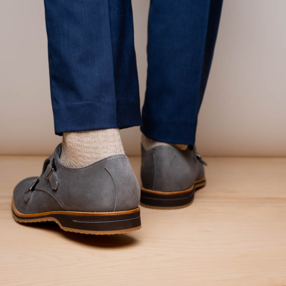LEGERRA Sueded Goatskin Monkstrap | Grey