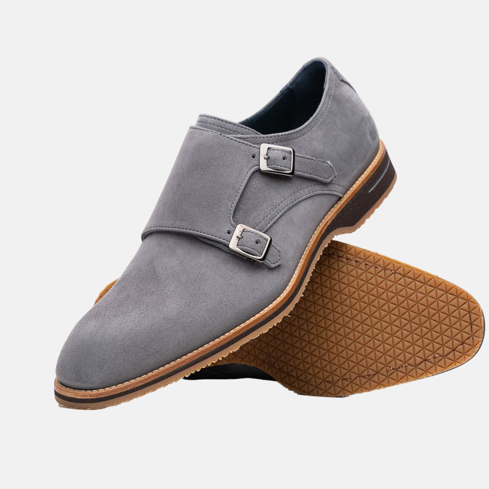 LEGERRA Sueded Goatskin Monkstrap | Grey