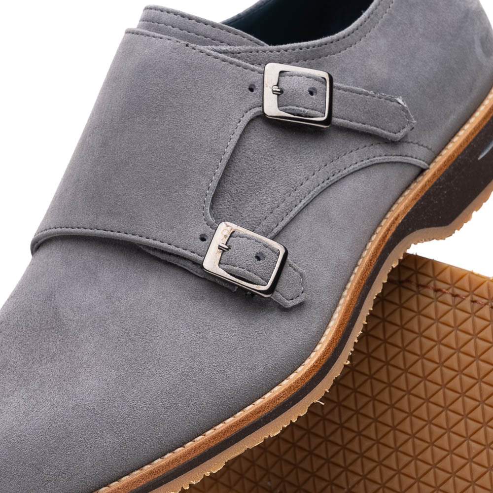 LEGERRA Sueded Goatskin Monkstrap | Grey