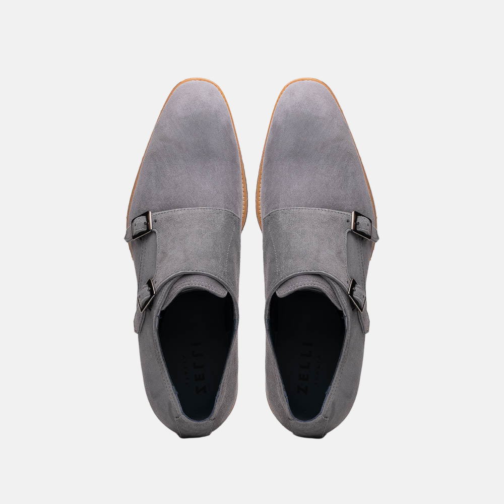LEGERRA Sueded Goatskin Monkstrap | Grey