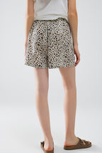 Leopard Print Shorts with Elasticated Drawstring Waist