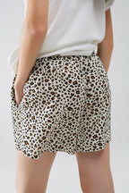 Leopard Print Shorts with Elasticated Drawstring Waist