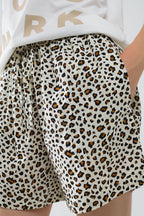 Leopard Print Shorts with Elasticated Drawstring Waist