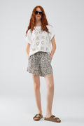 Leopard Print Shorts with Elasticated Drawstring Waist