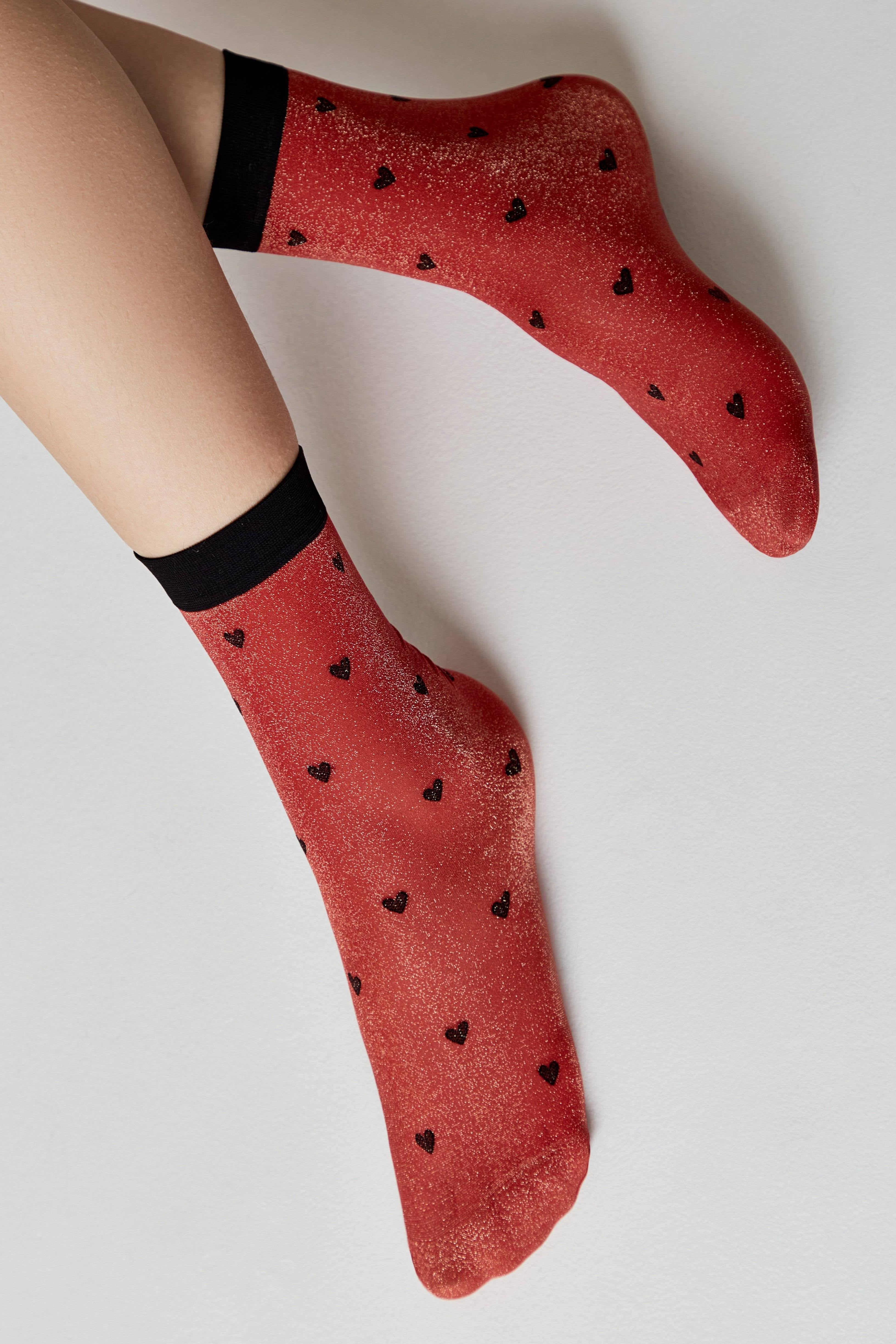 Shimmering Socks Conte Fantasy with "Hearts" Designs