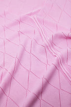 Light Pink Short Sleeve Sweater with Argyle Pattern