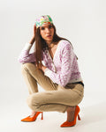 Lightweight Knitted Cardigan in Lilac Animal Print