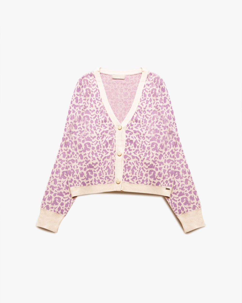 Lightweight Knitted Cardigan in Lilac Animal Print