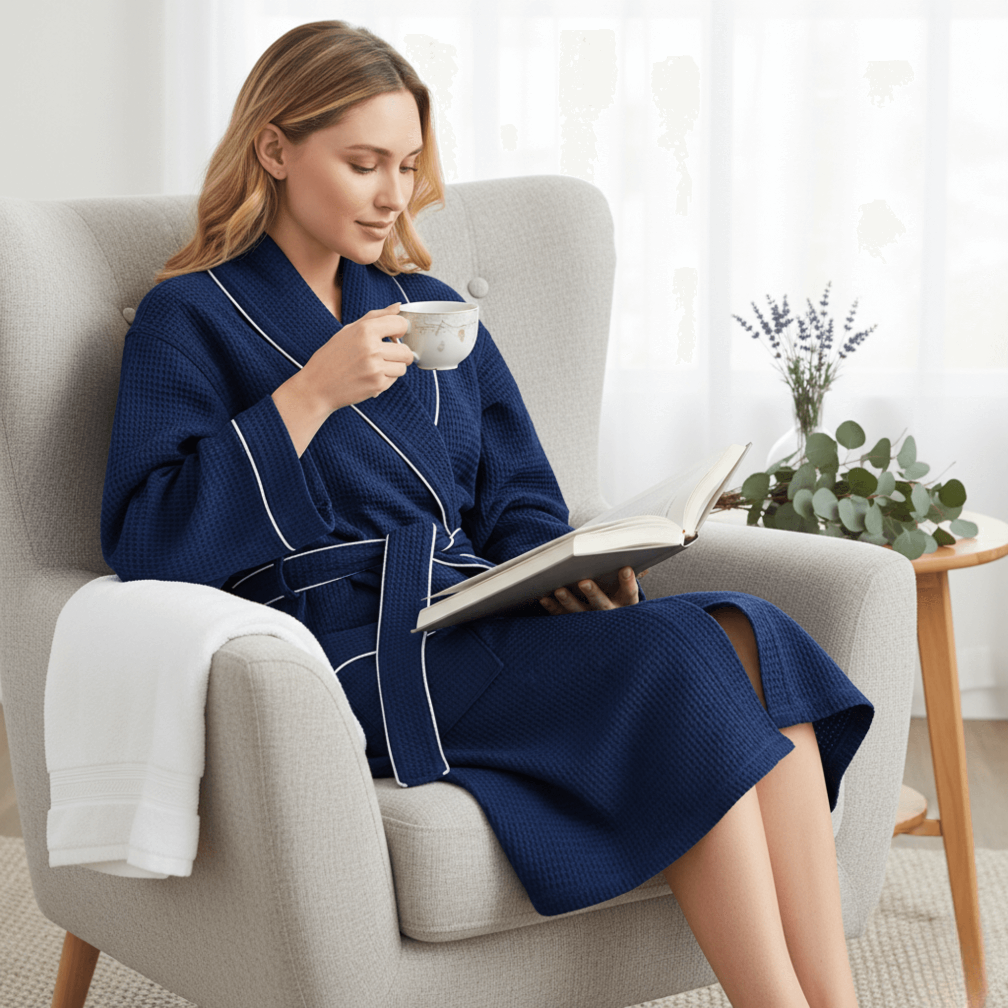 Knee-Length Waffle Women’s Robe