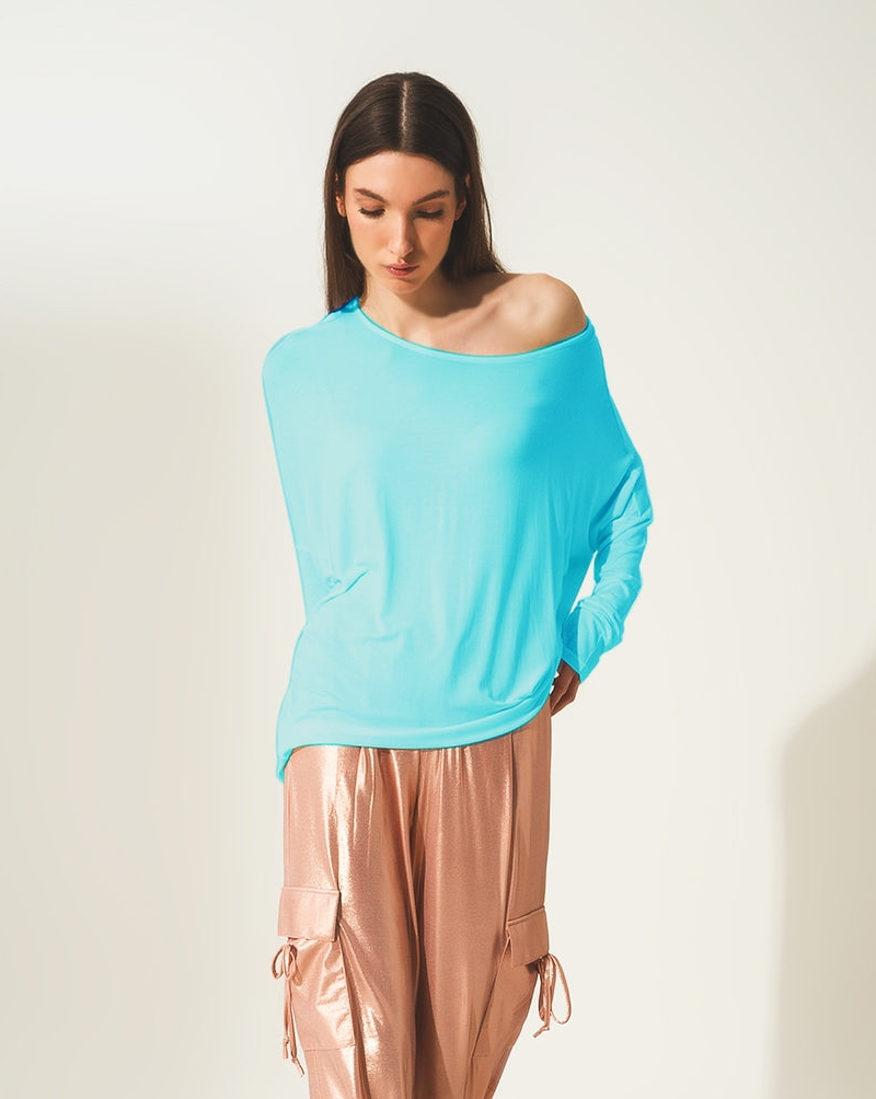 Long Sleeve Top in Modal Blue