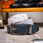 Lucca Belt | Newspaper/Black