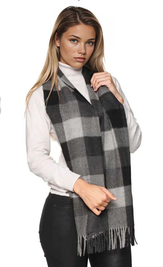 Luxury Checkered Alpaca Scarf
