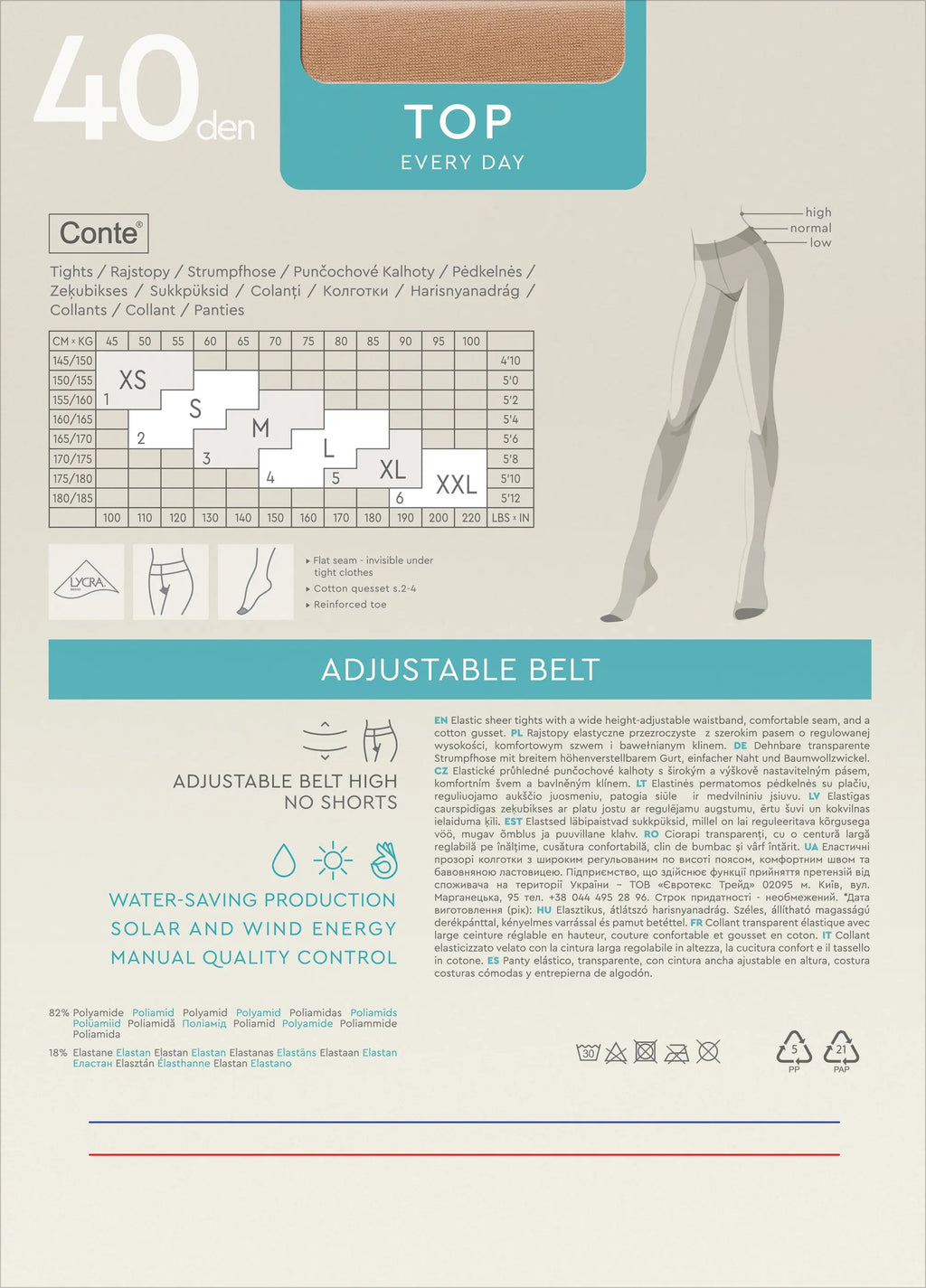 Conte Top Tights with Low Waist Adjustable Belt 40 Den