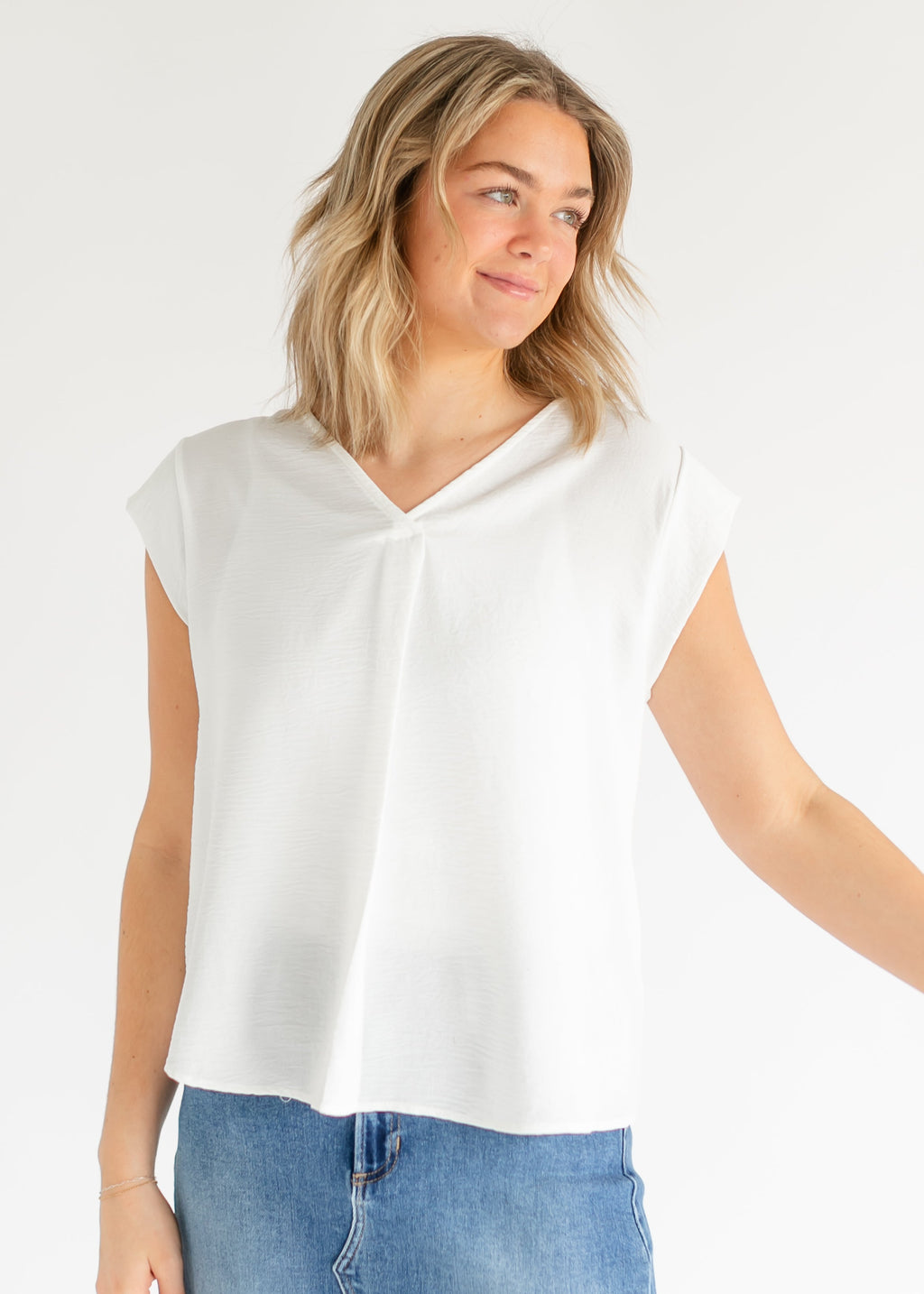 Madison V-Neck Short Sleeve Flowy Top
