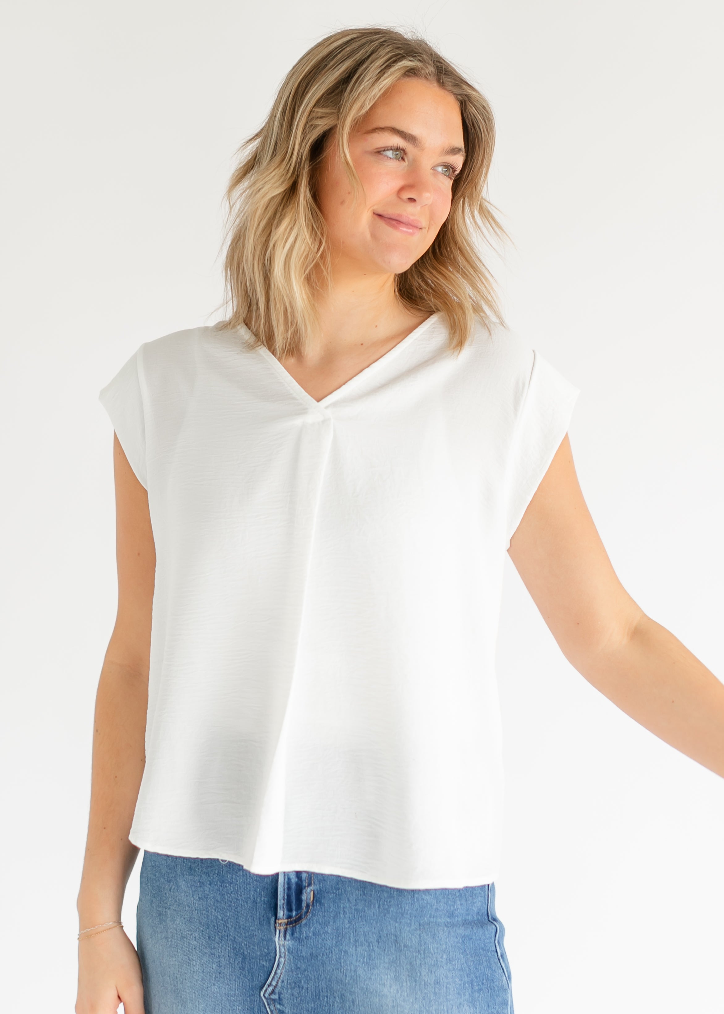 Madison V-Neck Short Sleeve Flowy Top