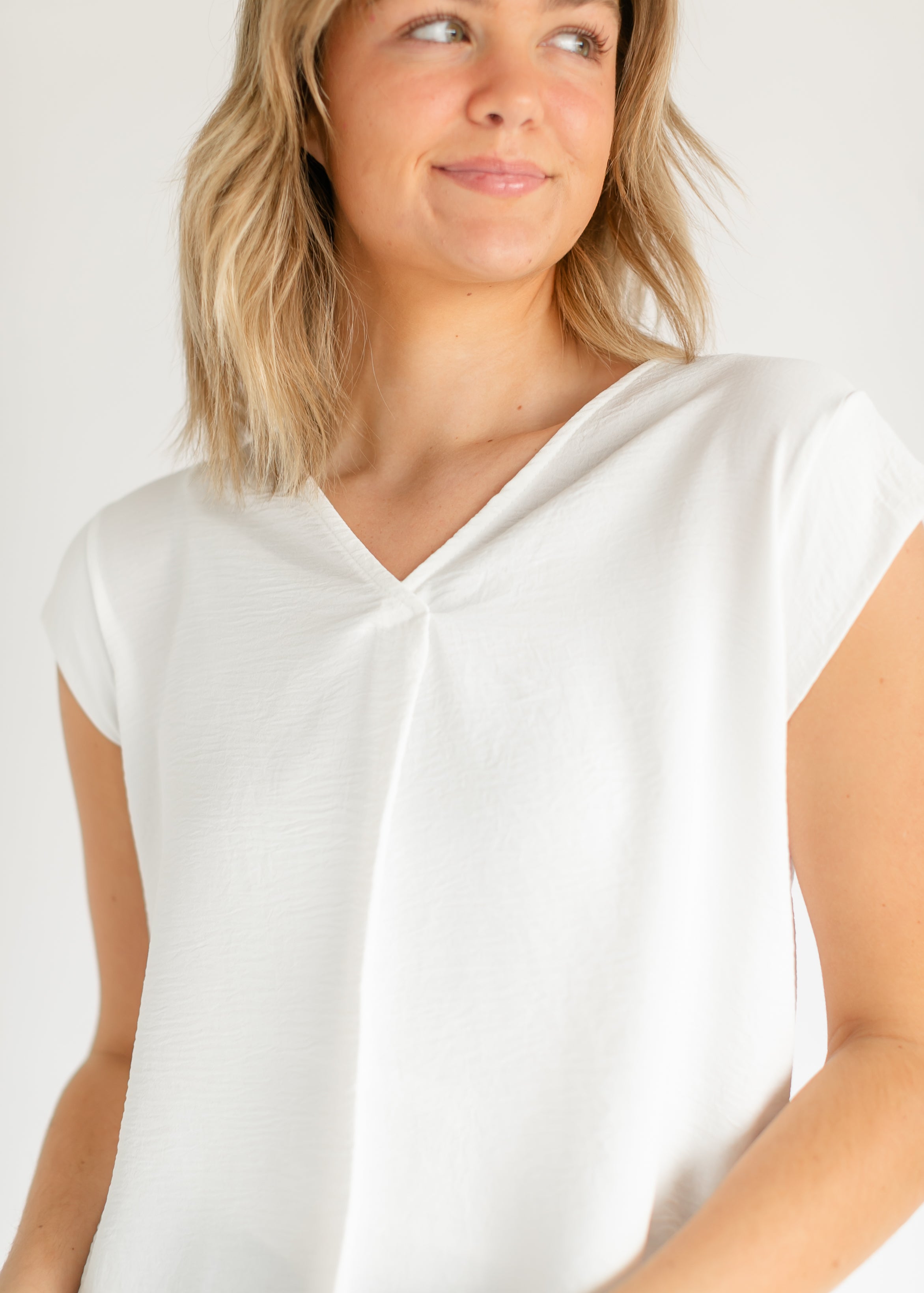 Madison V-Neck Short Sleeve Flowy Top