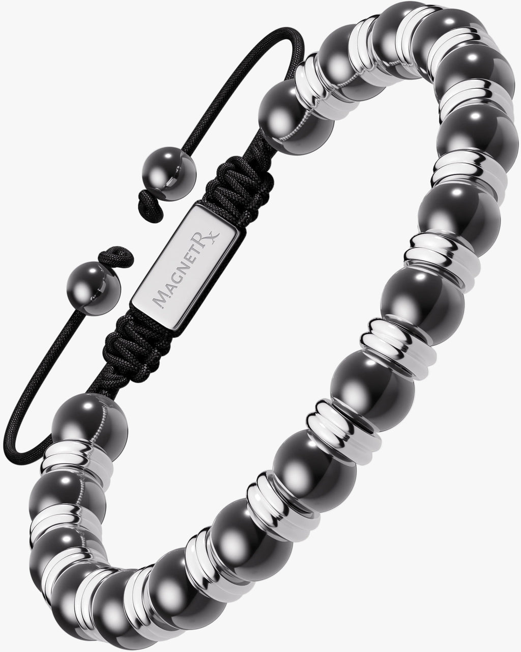 High Power Magnetic Hematite Bracelet Silver Titan