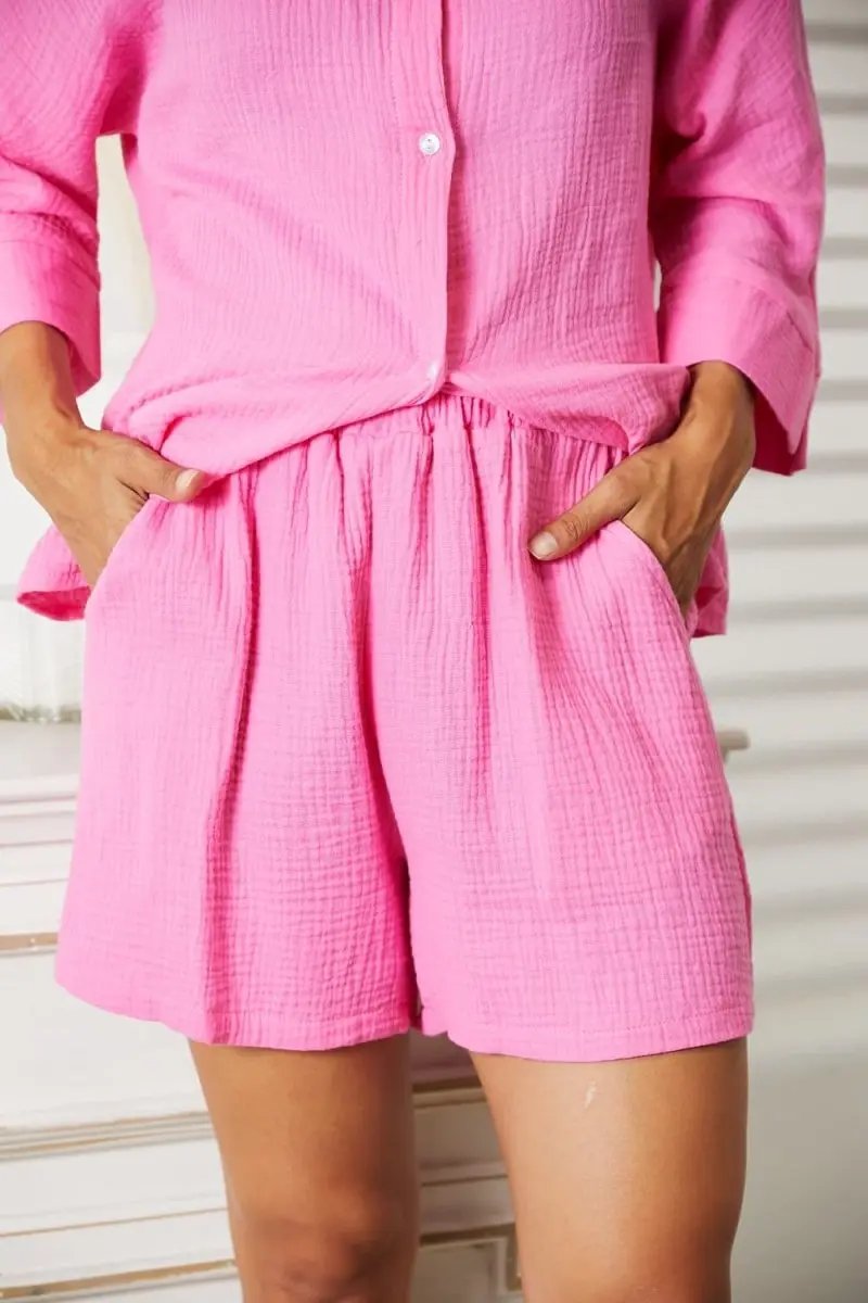 Women's Shirt & Shorts Set | Fuchsia