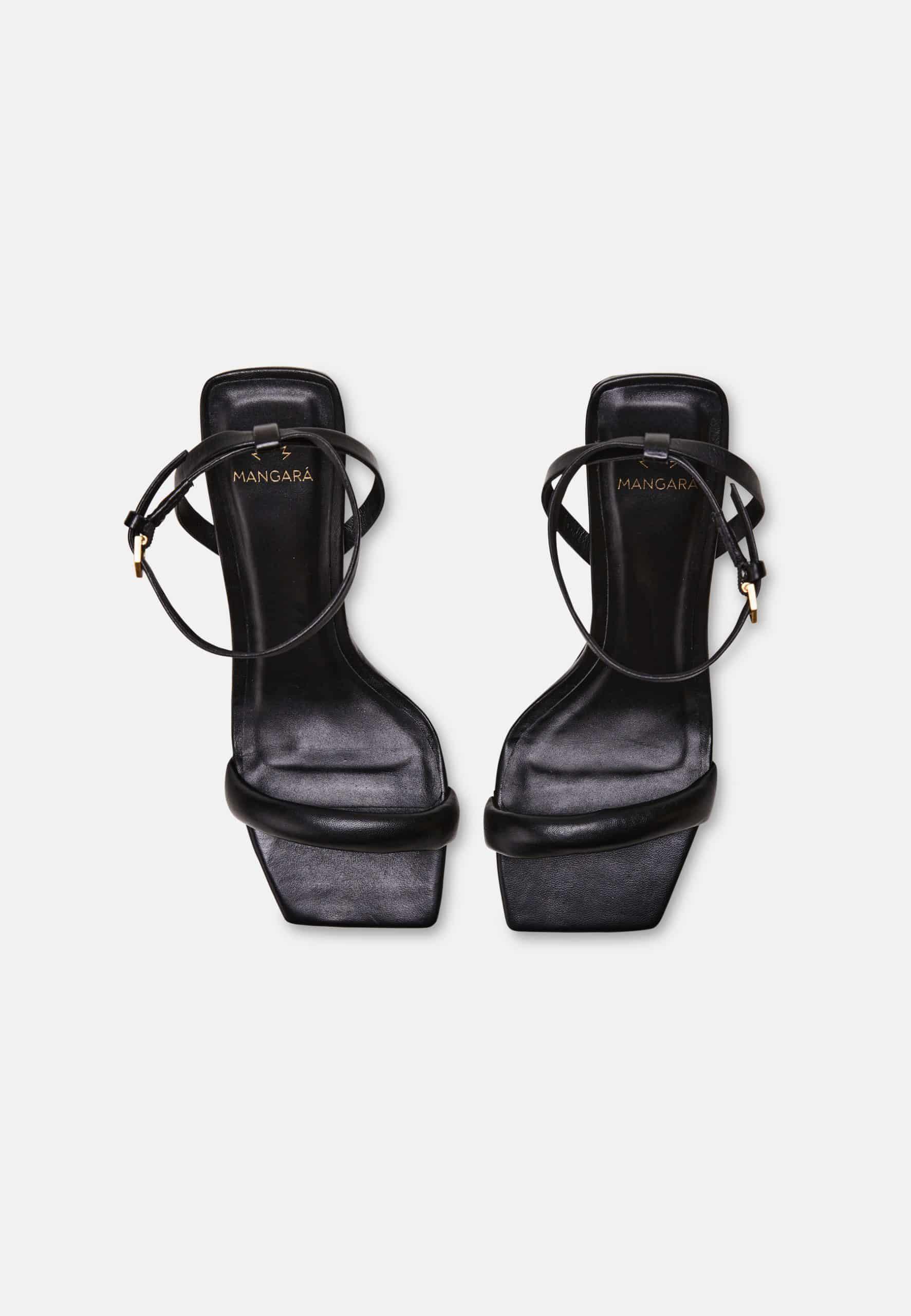 Calf Leather Sandals Cortiça with Ankle Strap and 9 cm High Heel