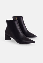 Black Sheepskin Leather Ankle Boots Mabea