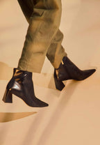 Black Sheepskin Leather Ankle Boots Mabea