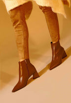 Black Sheepskin Leather Ankle Boots Mabea