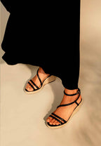Leather Espadrille Wedges Romã with Jute Platform