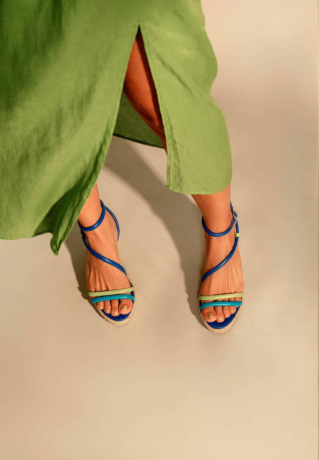 Leather Espadrille Wedges Romã with Jute Platform