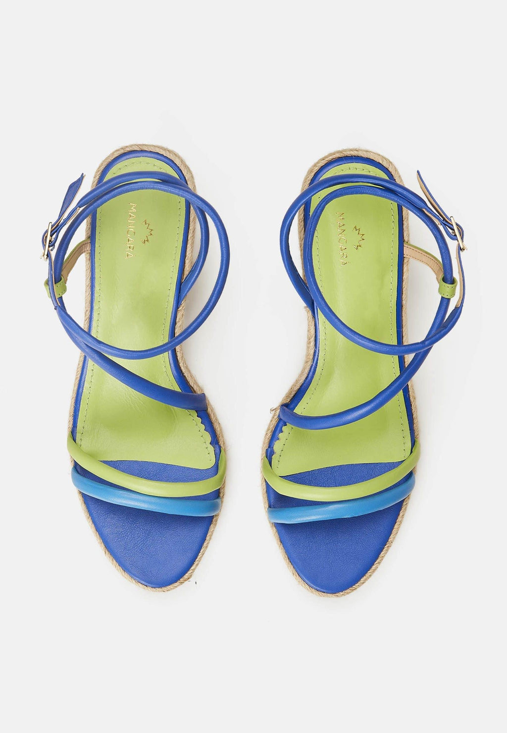Leather Espadrille Wedges Romã with Jute Platform
