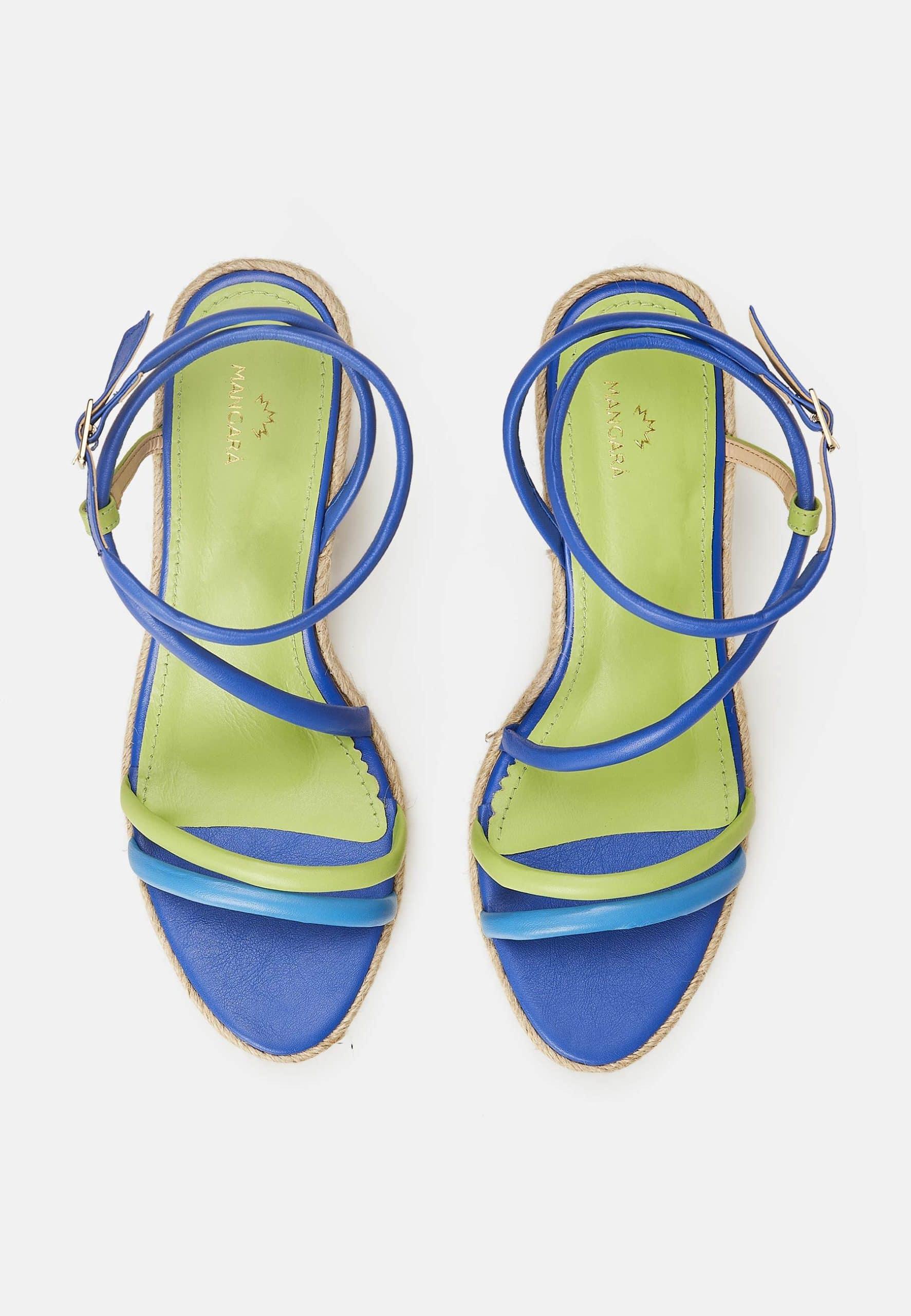 Leather Espadrille Wedges Romã with Jute Platform