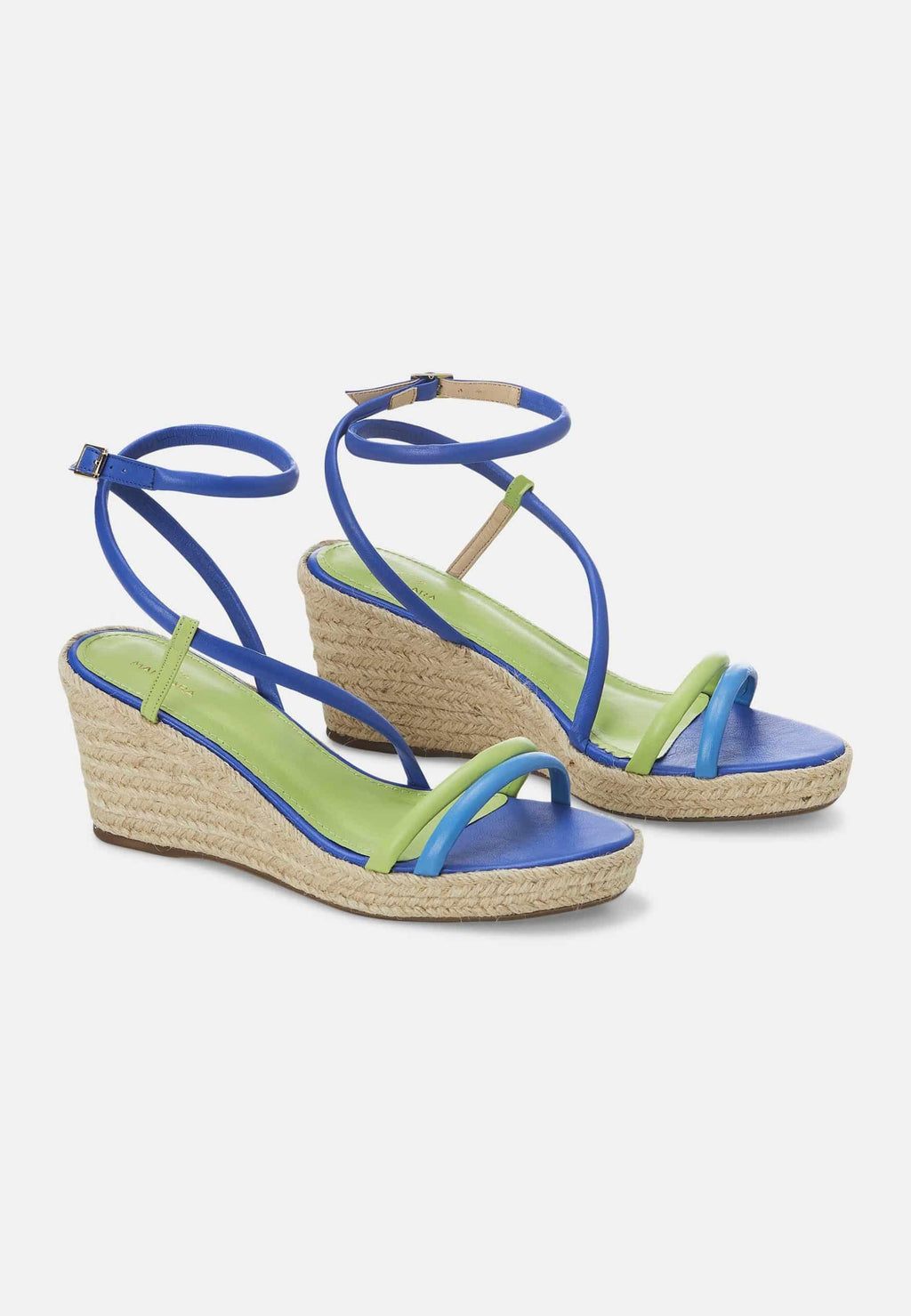 Leather Espadrille Wedges Romã with Jute Platform