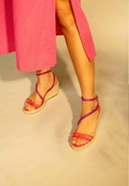 Leather Espadrille Wedges Romã with Jute Platform