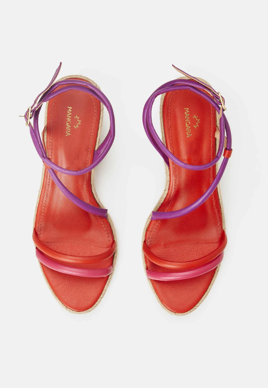 Leather Espadrille Wedges Romã with Jute Platform