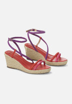 Leather Espadrille Wedges Romã with Jute Platform