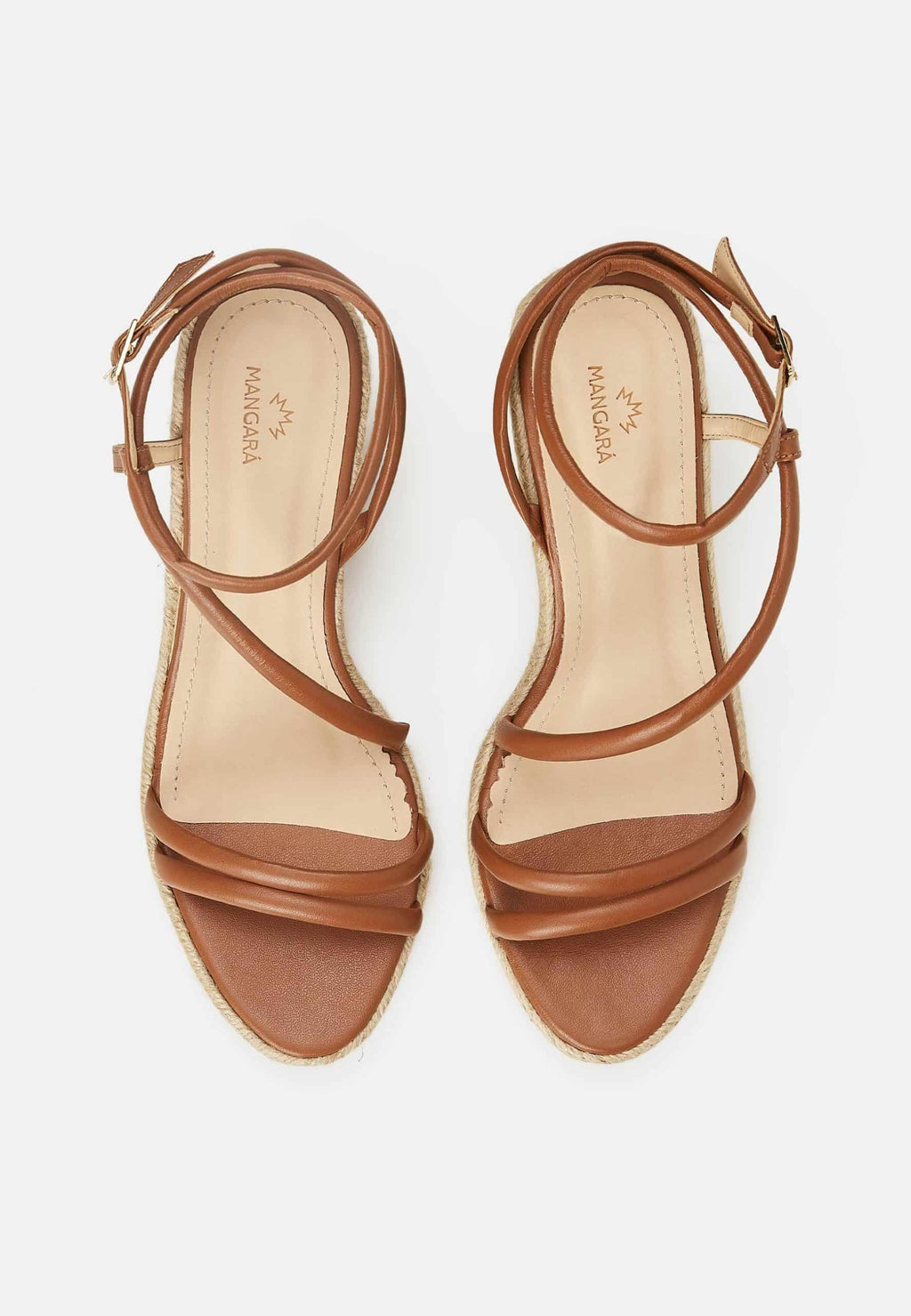 Leather Espadrille Wedges Romã with Jute Platform